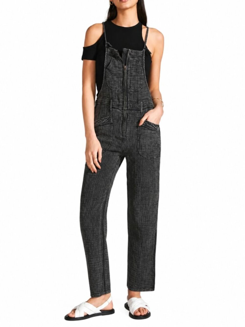 ANTHROPOLOGIE Pilcro Gauze Painter’s Overalls Gauzy Cotton Grey Women's 26 x 28"